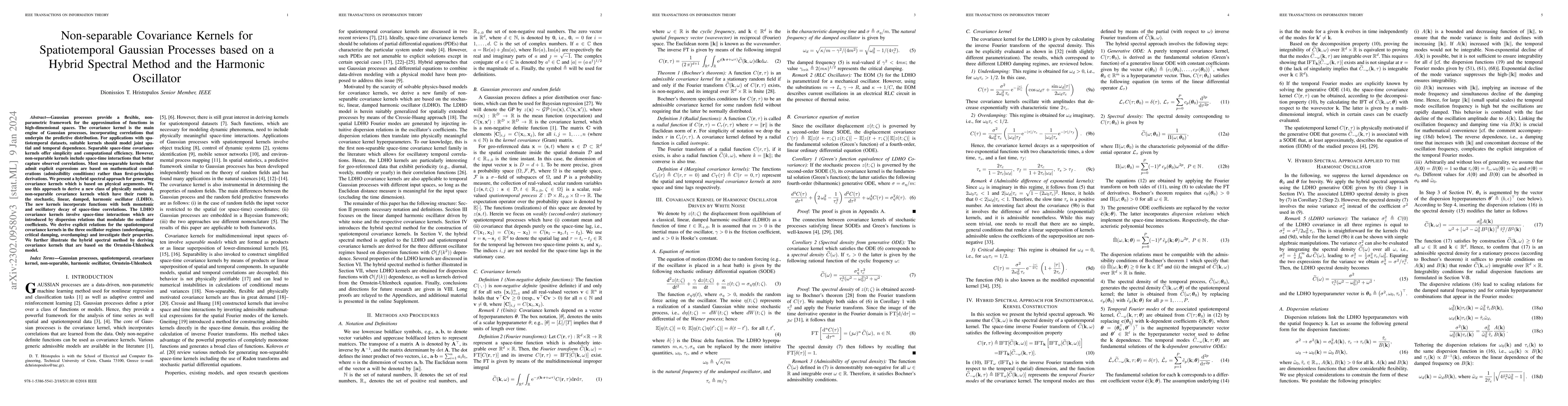 Thumbnail for Non-separable Covariance Kernels for Spatiotemporal Gaussian Processes
  based on a Hybrid Spectral Method and the Harmonic Oscillator