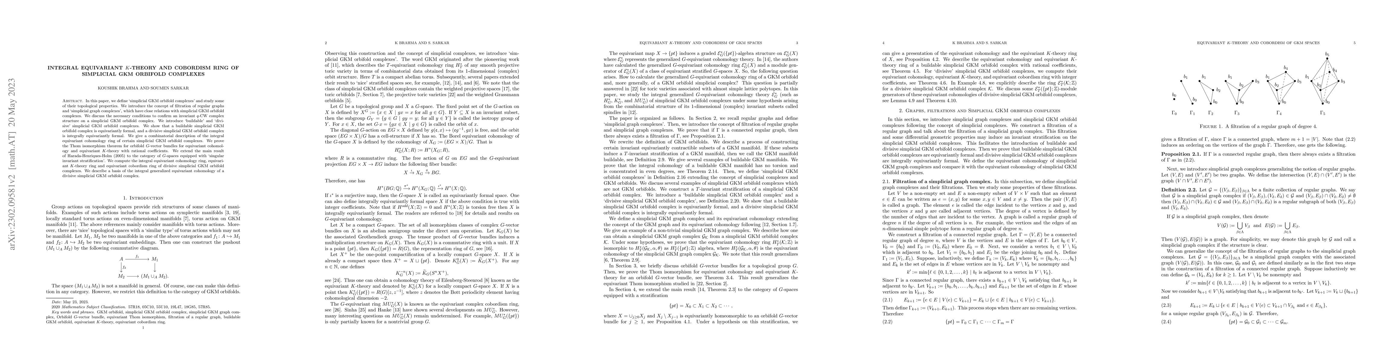 Thumbnail for Integral equivariant $K$-theory and cobordism ring of simplicial GKM
  orbifold complexes