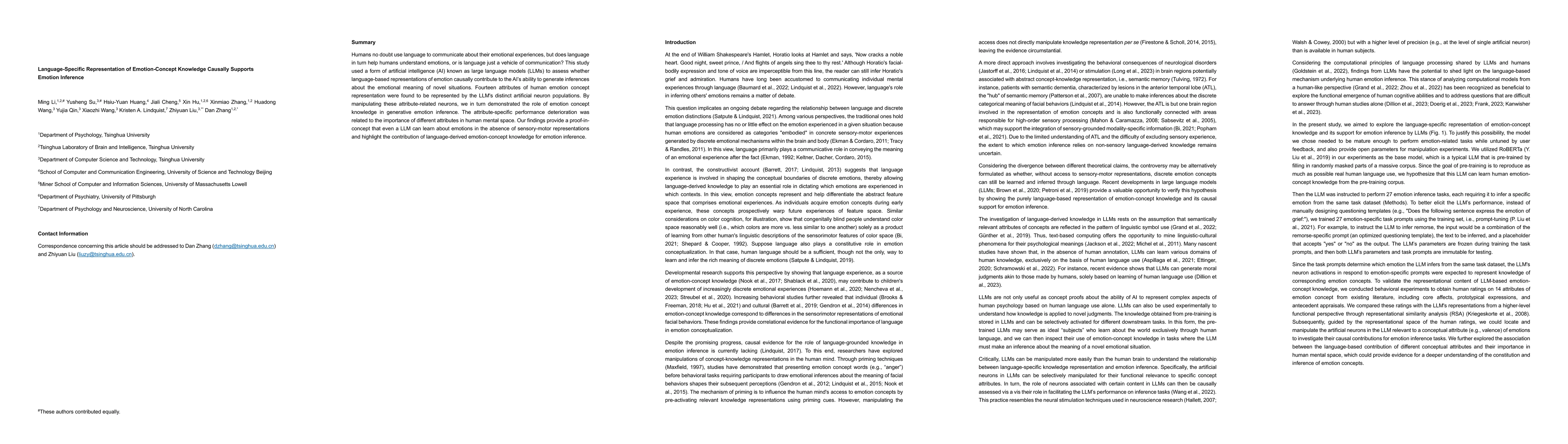 Thumbnail for Language-Specific Representation of Emotion-Concept Knowledge Causally
  Supports Emotion Inference