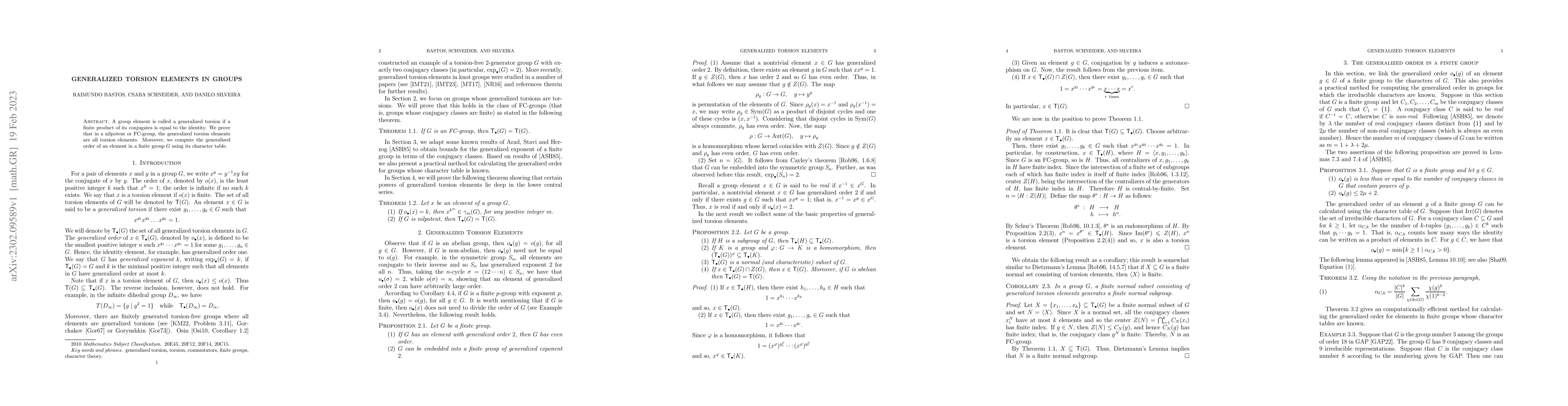 Thumbnail for Generalized torsion elements in groups