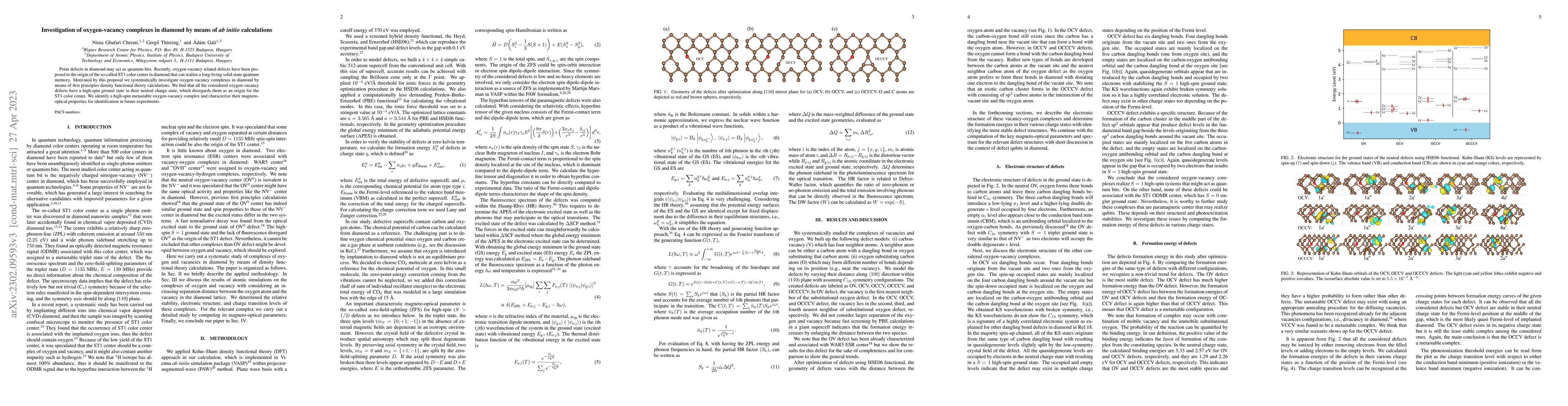 Thumbnail for Investigation of oxygen-vacancy complexes in diamond by means of
  \textit{ab initio} calculations