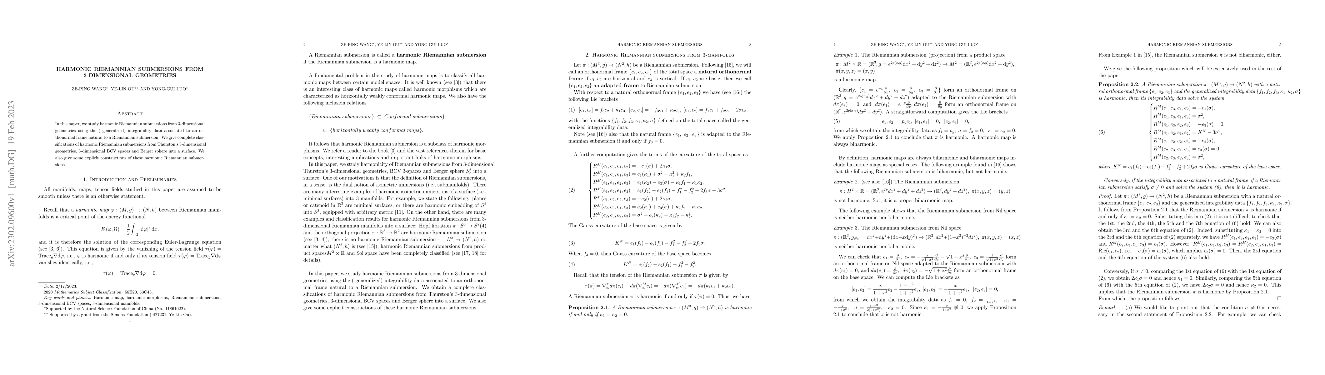 Thumbnail for Harmonic Riemannian submersions from 3-dimensional geometries