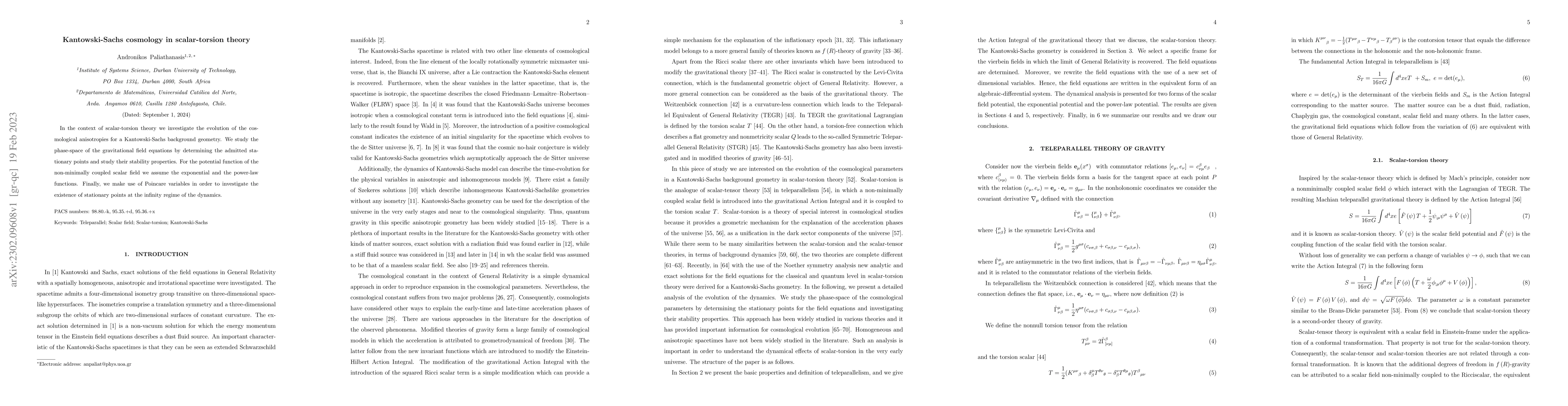 Thumbnail for Kantowski-Sachs cosmology in scalar-torsion theory