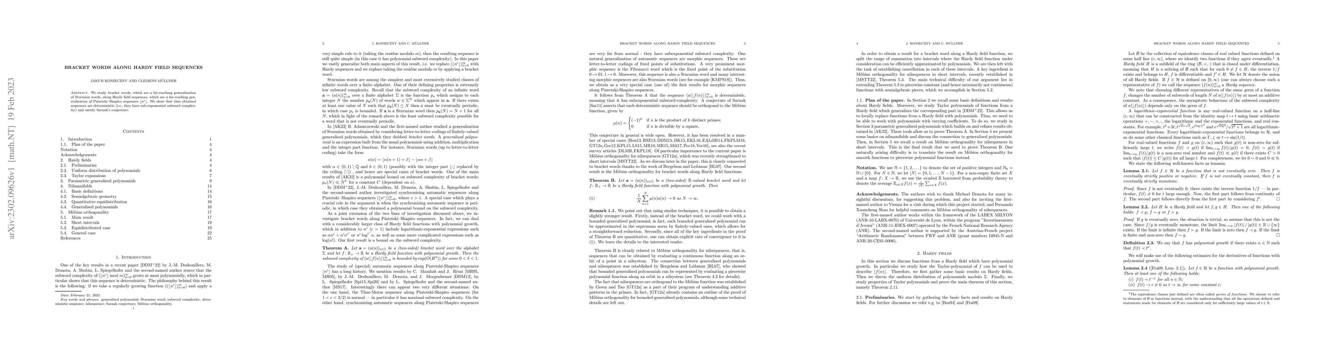 Thumbnail for Bracket words along Hardy field sequences