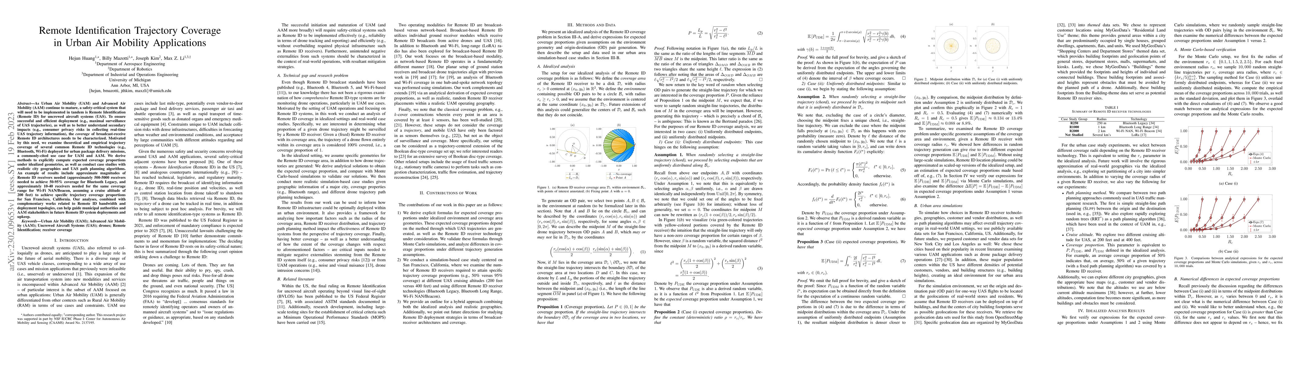 Thumbnail for Remote Identification Trajectory Coverage in Urban Air Mobility
  Applications