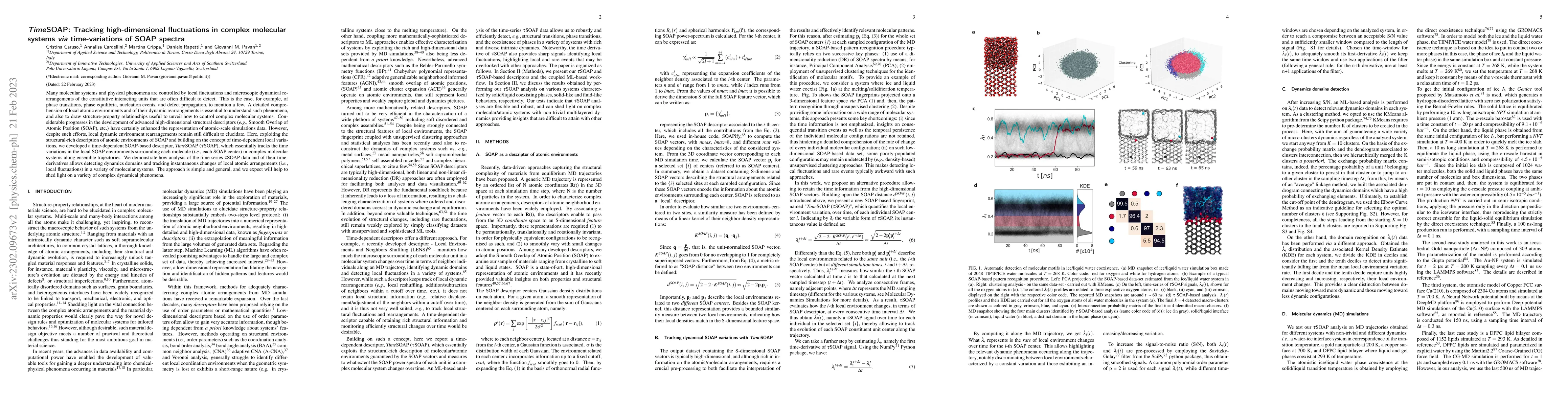 Thumbnail for TimeSOAP: Tracking high-dimensional fluctuations in complex molecular
  systems via time-variations of SOAP spectra