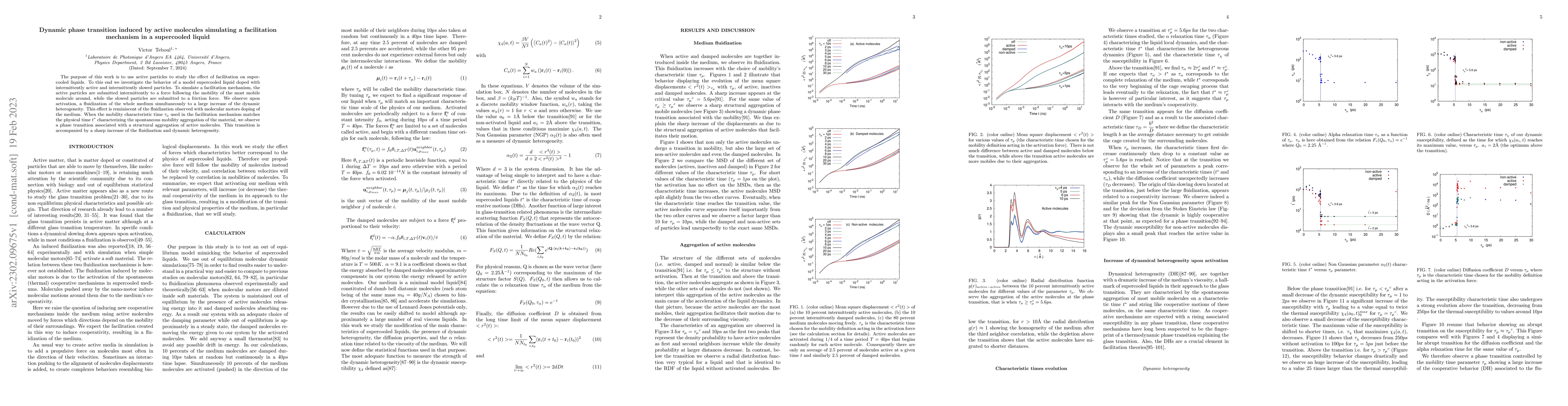 Thumbnail for Dynamic phase transition induced by active molecules simulating a
  facilitation mechanism in a supercooled liquid