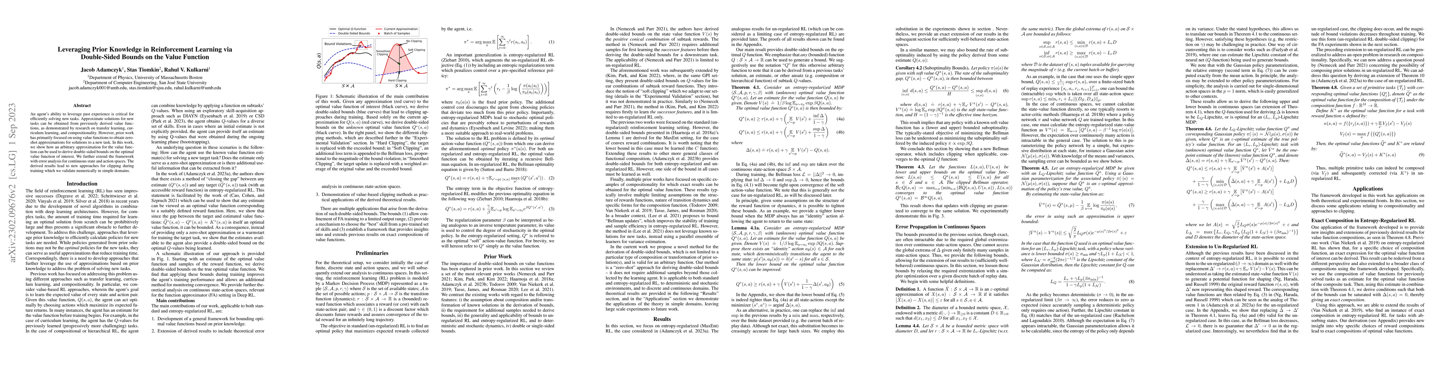 Thumbnail for Leveraging Prior Knowledge in Reinforcement Learning via Double-Sided
  Bounds on the Value Function