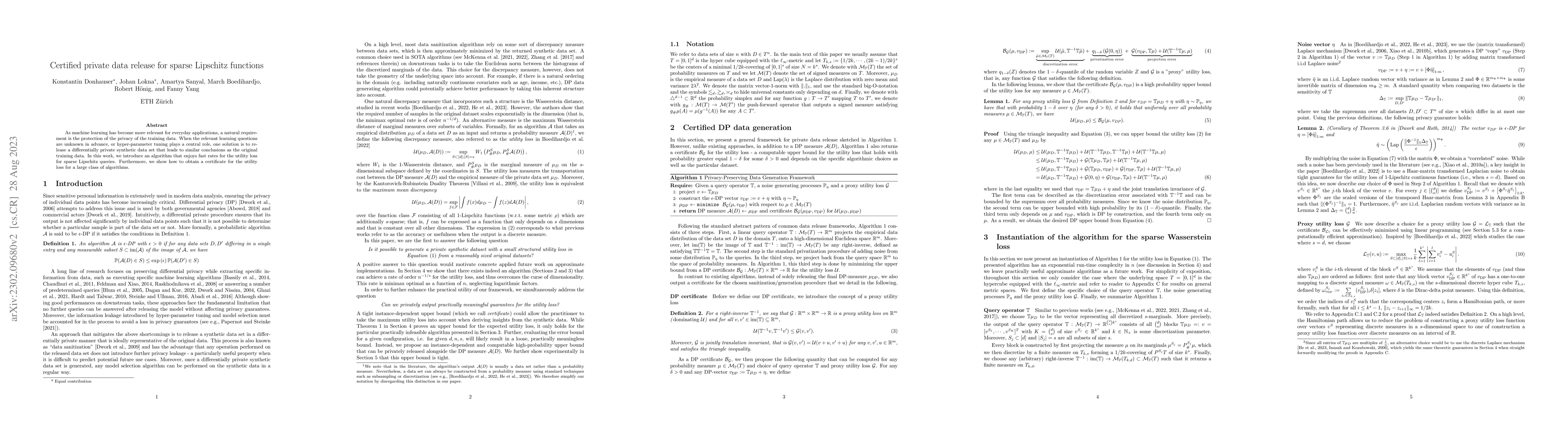 Thumbnail for Certified private data release for sparse Lipschitz functions