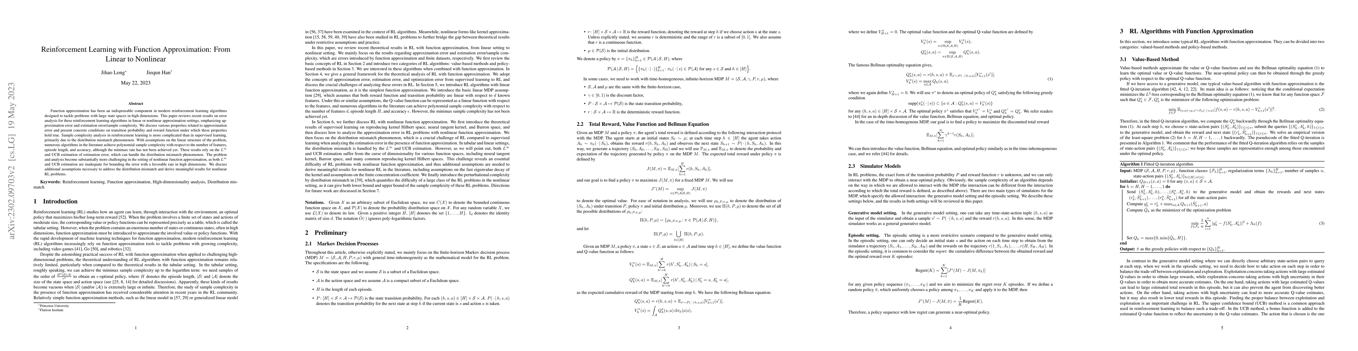Thumbnail for Reinforcement Learning with Function Approximation: From Linear to
  Nonlinear