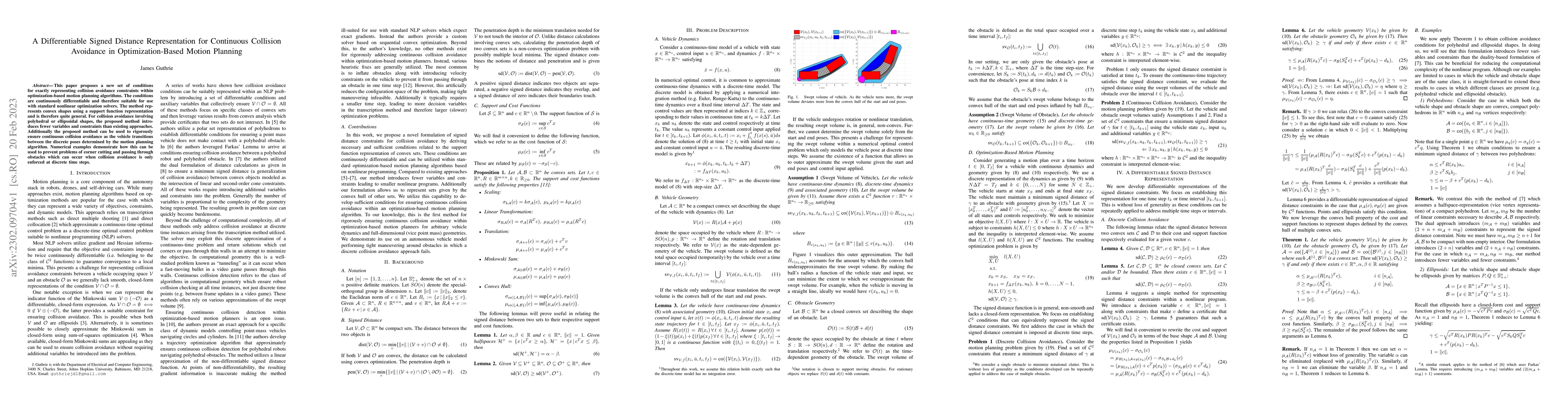 Thumbnail for A Differentiable Signed Distance Representation for Continuous Collision
  Avoidance in Optimization-Based Motion Planning