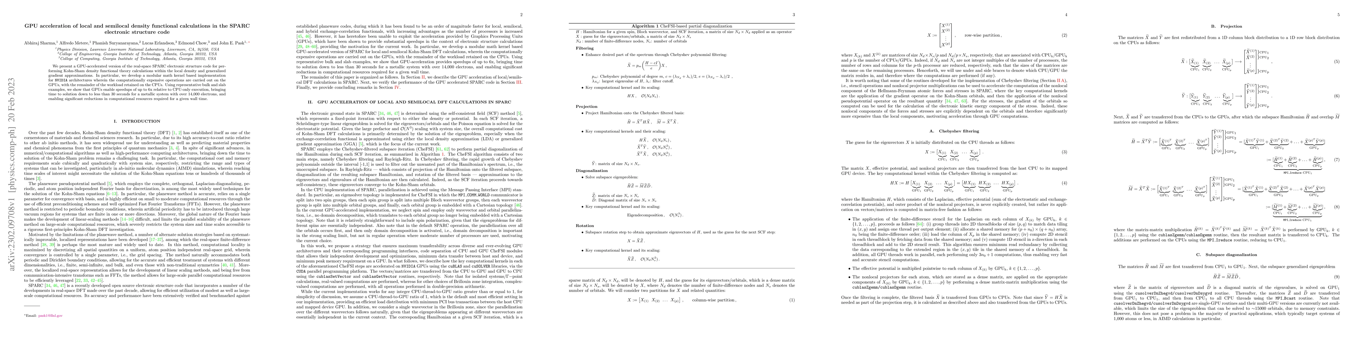 Thumbnail for GPU acceleration of local and semilocal density functional calculations
  in the SPARC electronic structure code