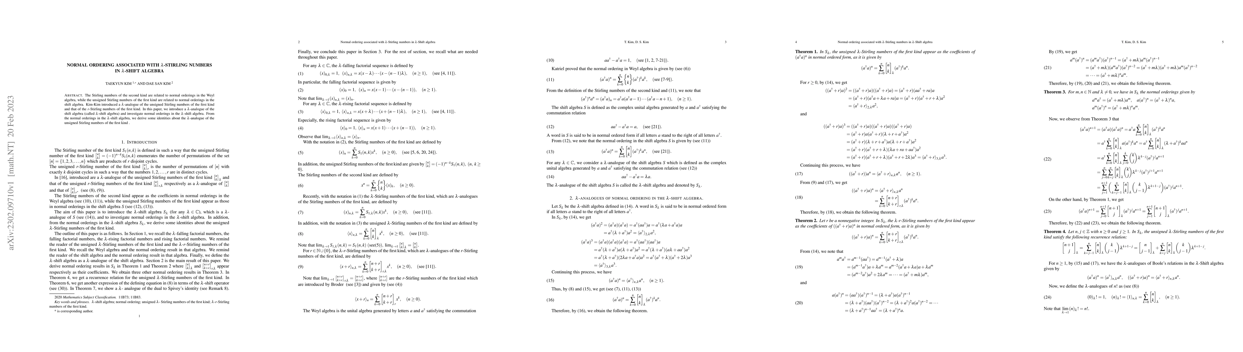Thumbnail for Normal ordering associated with {\lambda}-Stirling numbers
  in{\lambda}-Shift algebra