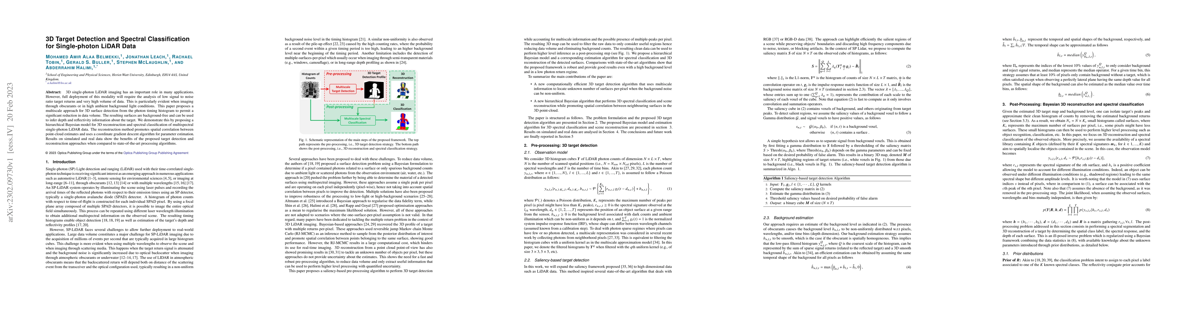 Thumbnail for 3D Target Detection and Spectral Classification for Single-photon LiDAR
  Data