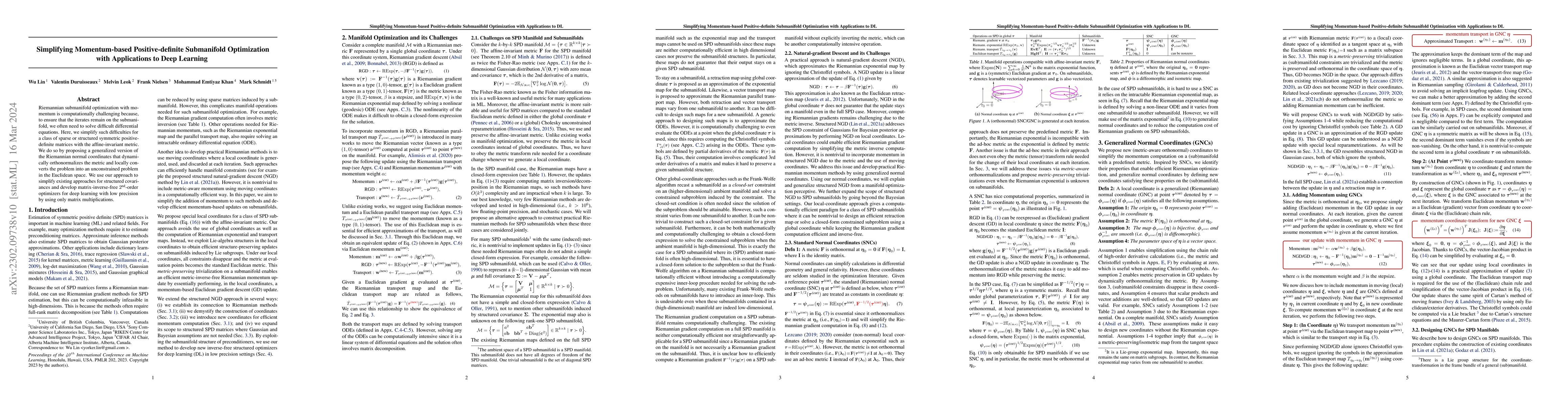 Thumbnail for Simplifying Momentum-based Positive-definite Submanifold Optimization
  with Applications to Deep Learning