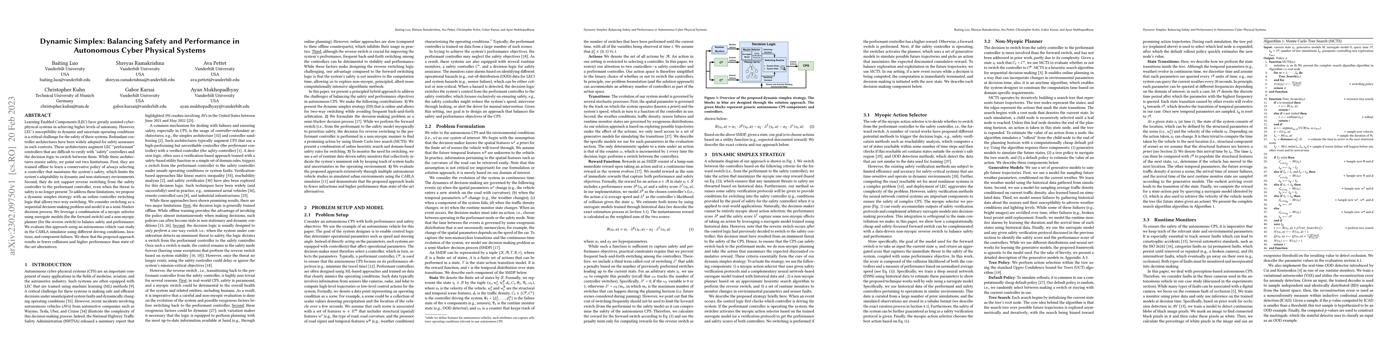 Thumbnail for Dynamic Simplex: Balancing Safety and Performance in Autonomous Cyber
  Physical Systems