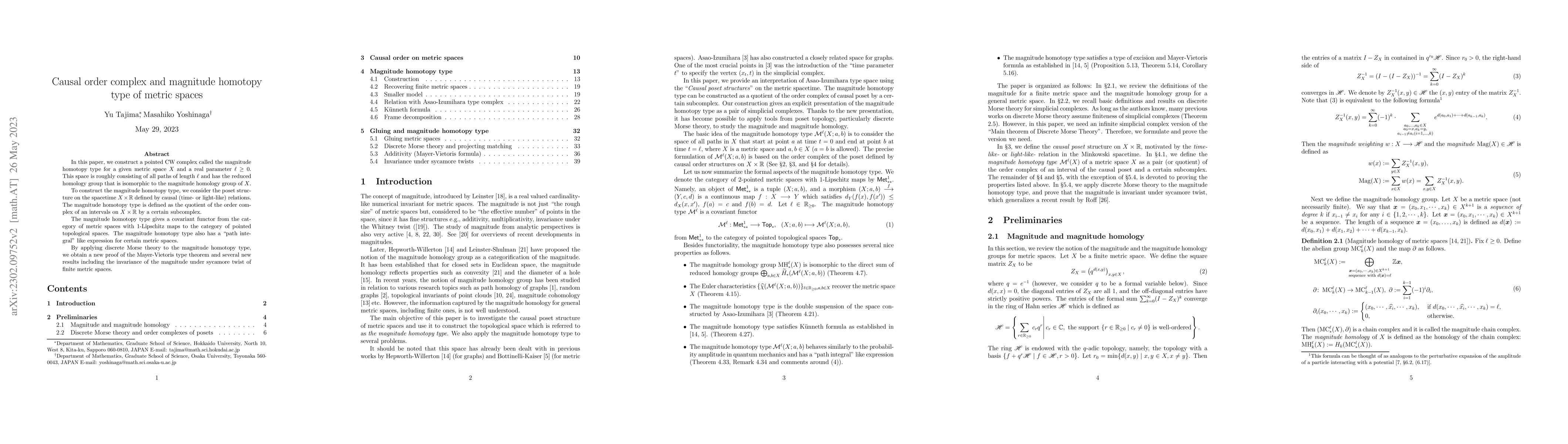 Thumbnail for Causal order complex and magnitude homotopy type of metric spaces