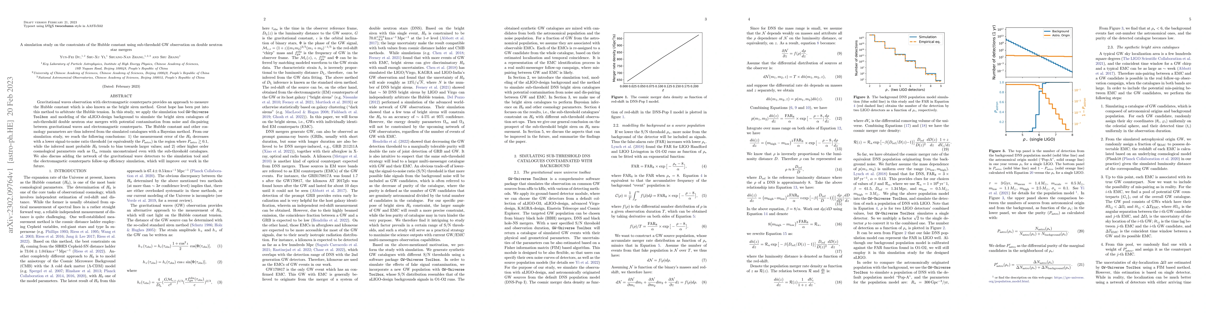 Thumbnail for A simulation study on the constraints of the Hubble constant using
  sub-threshold GW observation on double neutron star mergers