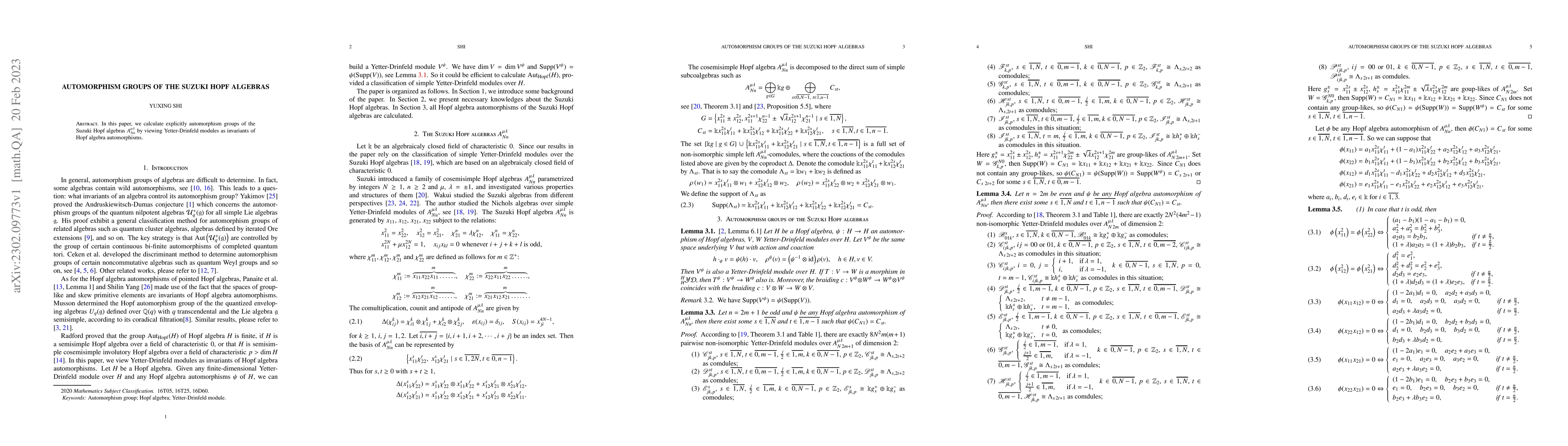 Thumbnail for Automorphism groups of the Suzuki Hopf algebras