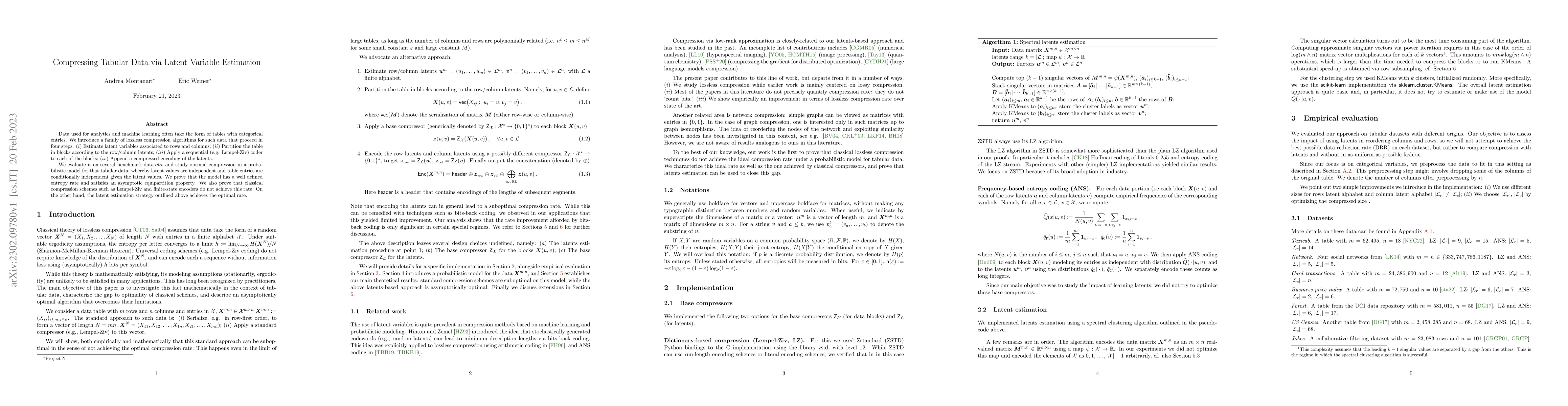 Thumbnail for Compressing Tabular Data via Latent Variable Estimation
