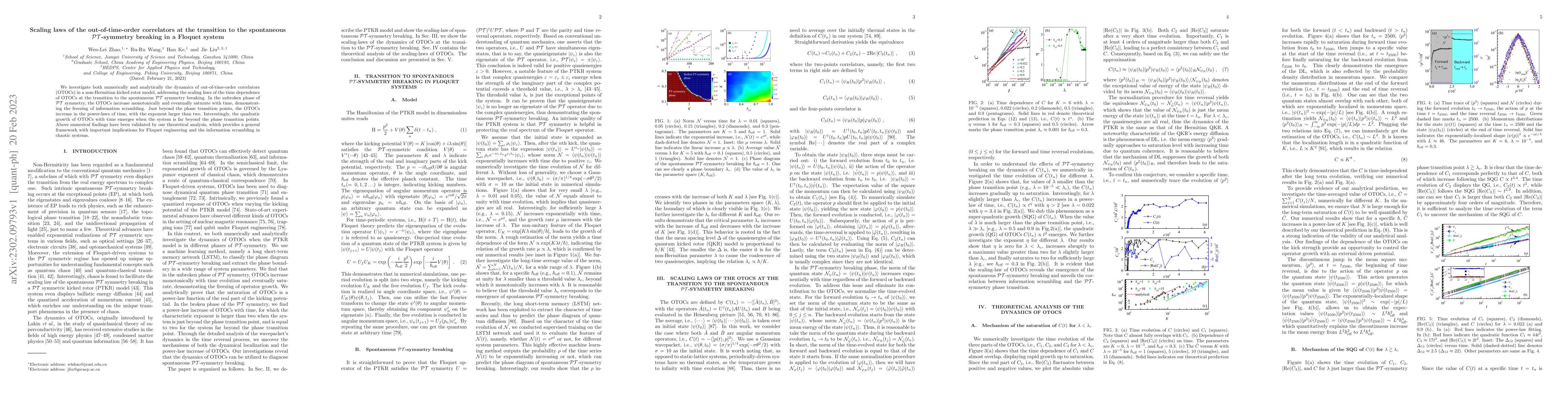 Thumbnail for Scaling laws of the out-of-time-order correlators at the transition to
  the spontaneous $\cal{PT}$-symmetry breaking in a Floquet system