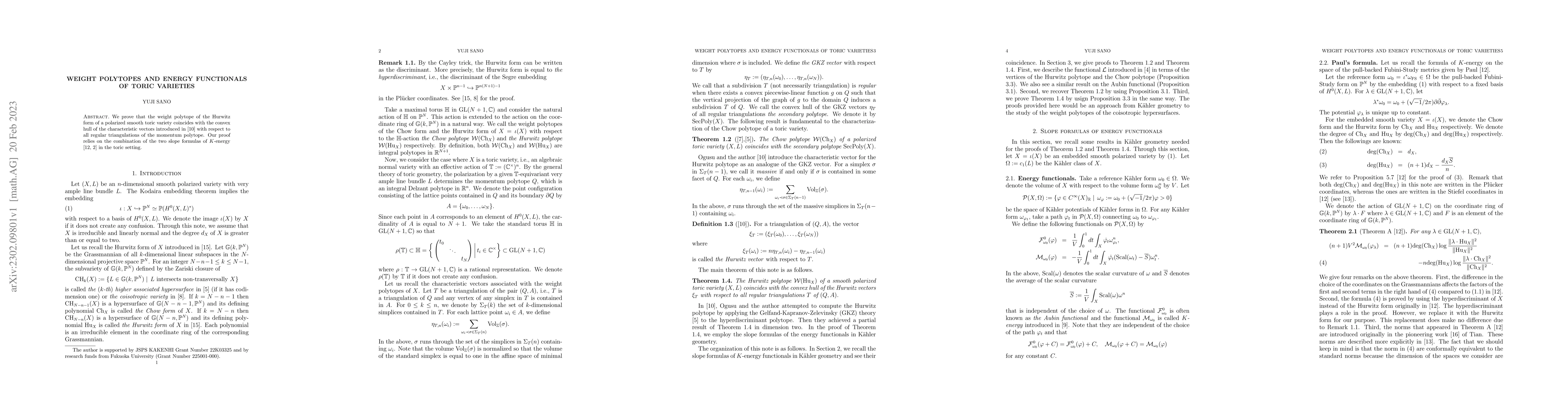 Thumbnail for Weight polytopes and energy functionals of toric varieties