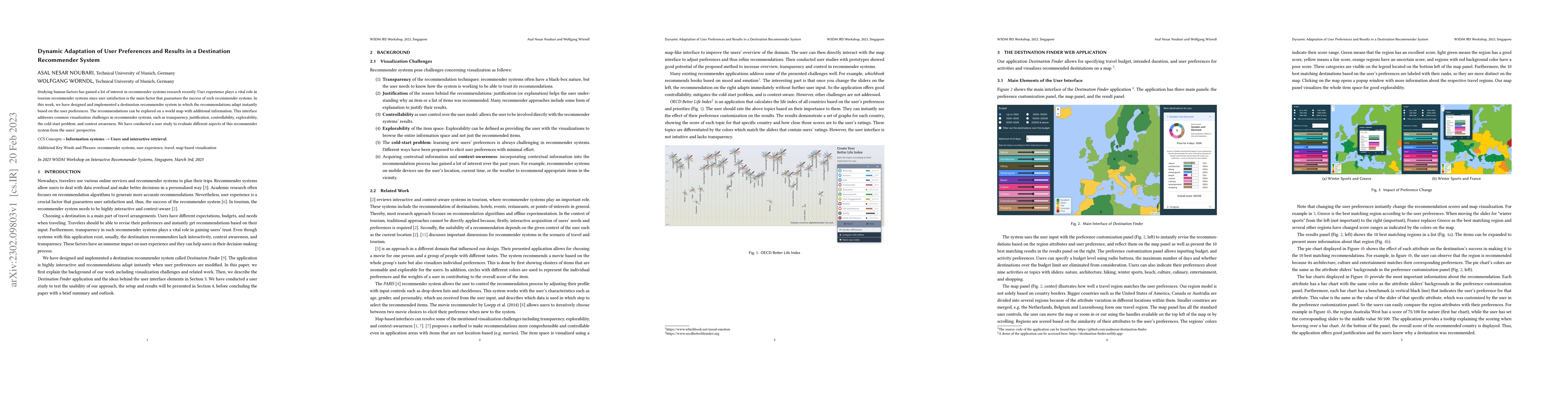 Thumbnail for Dynamic Adaptation of User Preferences and Results in a Destination
  Recommender System