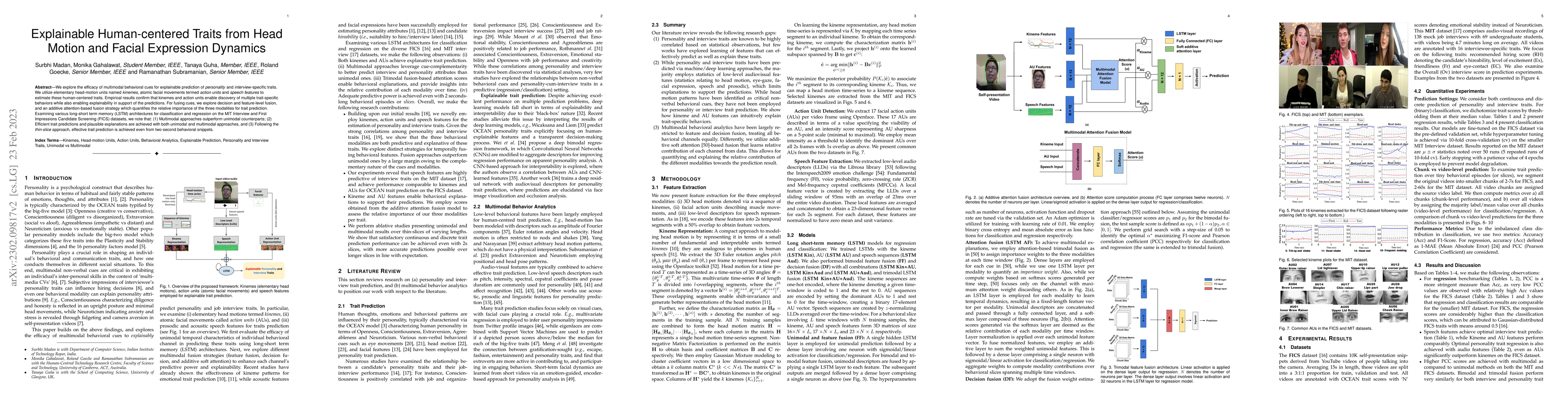 Thumbnail for Explainable Human-centered Traits from Head Motion and Facial Expression
  Dynamics