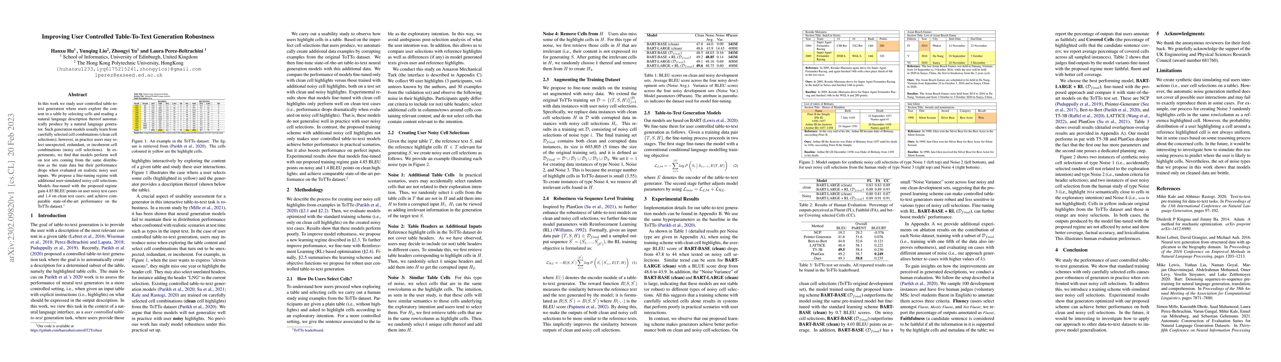 Thumbnail for Improving User Controlled Table-To-Text Generation Robustness
