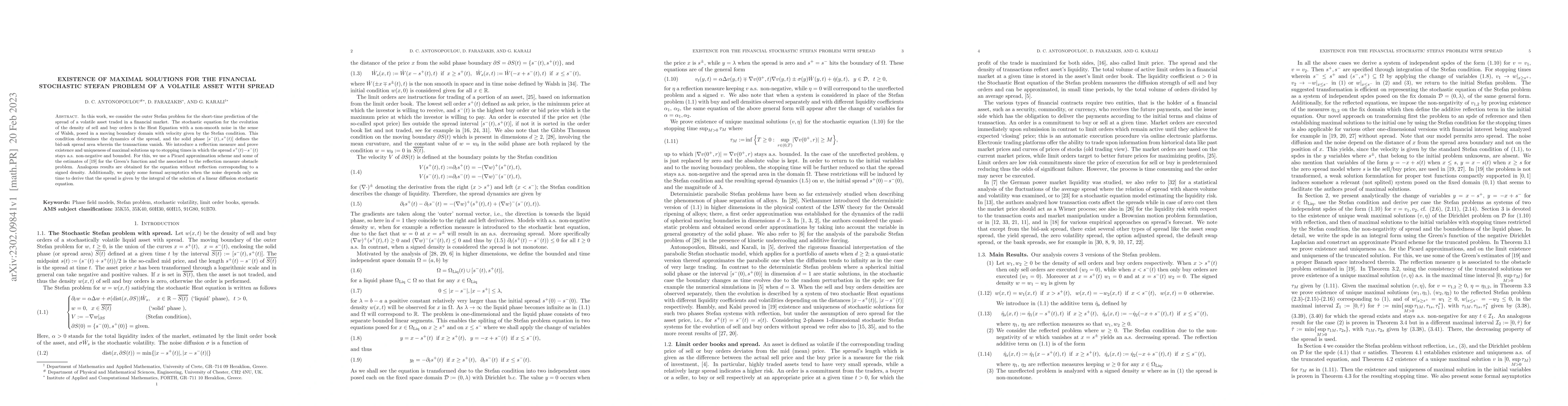 Thumbnail for Existence of maximal solutions for the financial stochastic Stefan
  problem of a volatile asset with spread