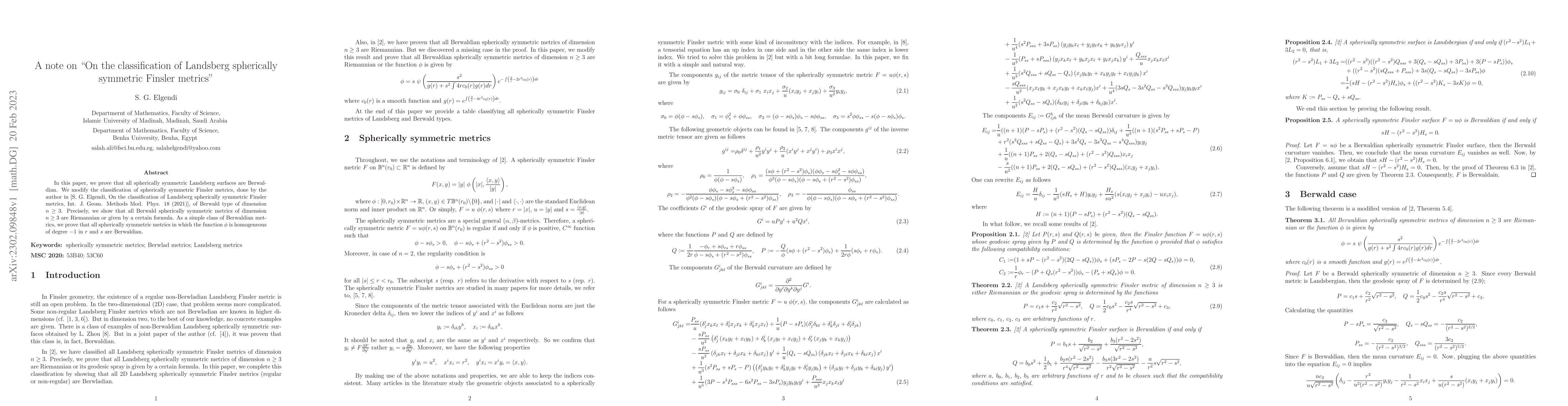 Thumbnail for A note on "On the classification of Landsberg spherically symmetric
  Finsler metrics"