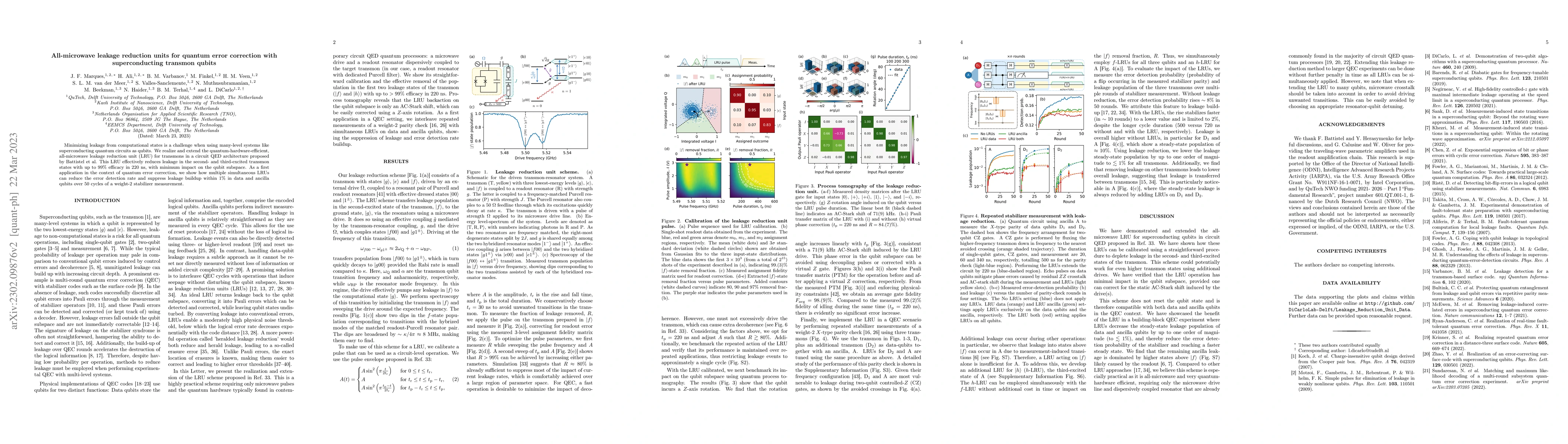 Thumbnail for All-microwave leakage reduction units for quantum error correction with
  superconducting transmon qubits