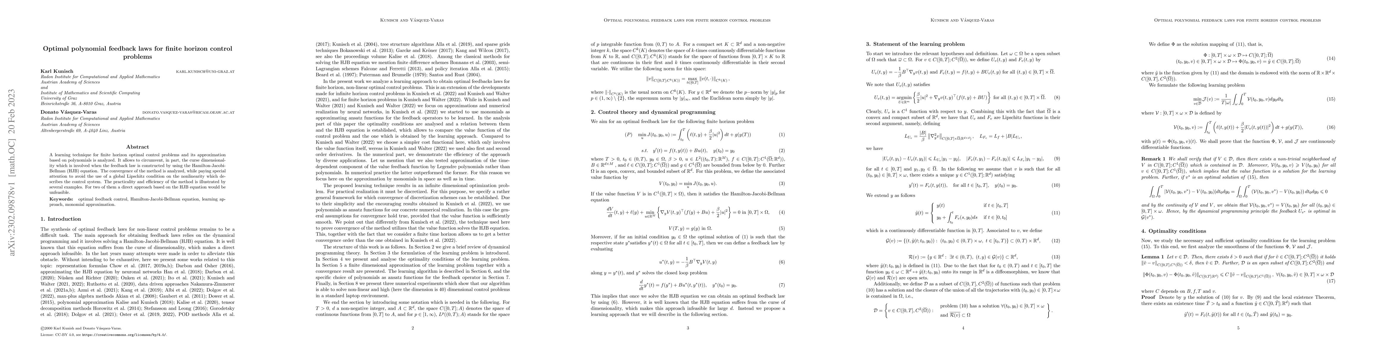 Thumbnail for Optimal polynomial feedback laws for finite horizon control problems