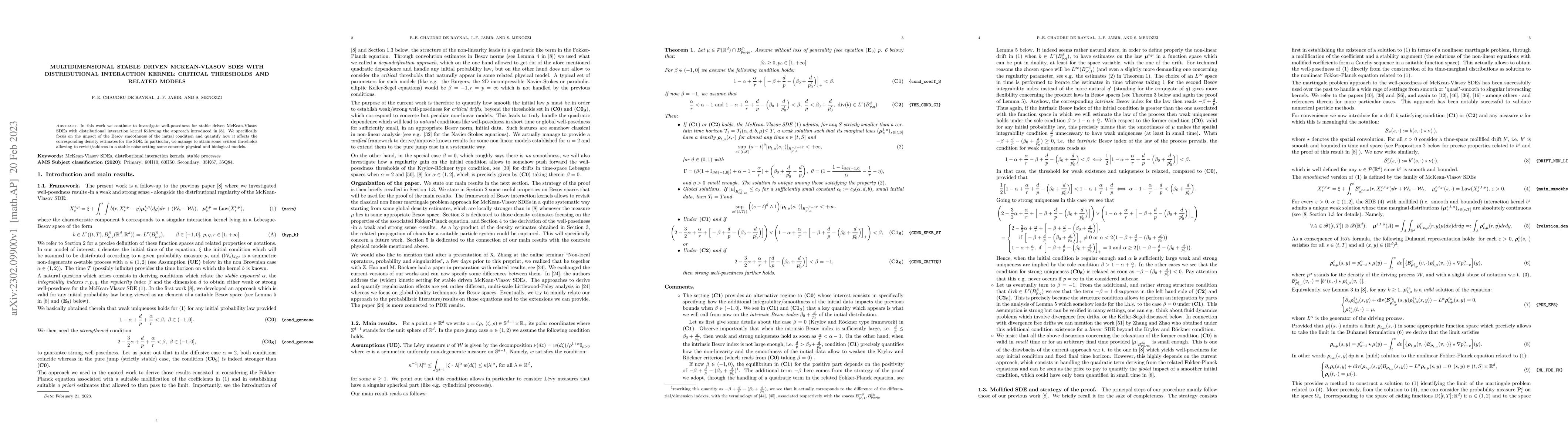 Thumbnail for Multidimensional Stable Driven McKean-Vlasov SDEs with Distributional
  Interaction Kernel: Critical Thresholds and Related Models