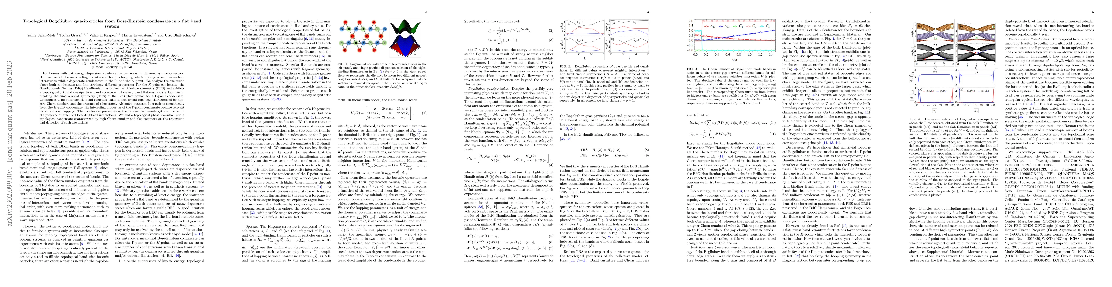 Thumbnail for Topological Bogoliubov quasiparticles from Bose-Einstein condensate in a
  flat band system