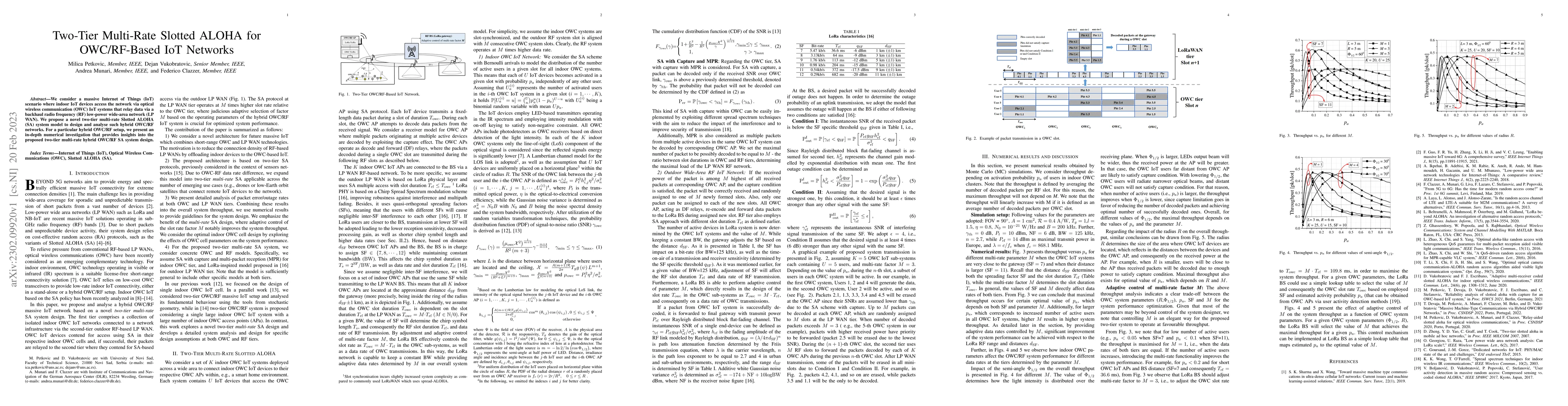 Thumbnail for Two-Tier Multi-Rate Slotted ALOHA for OWC/RF-Based IoT Networks