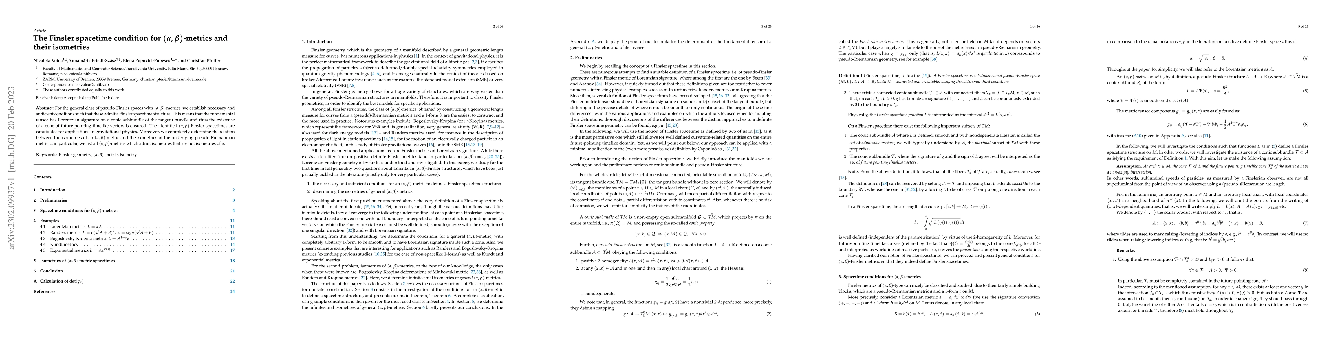 Thumbnail for The Finsler spacetime condition for (\alpha,\beta)-metrics and their
  isometries