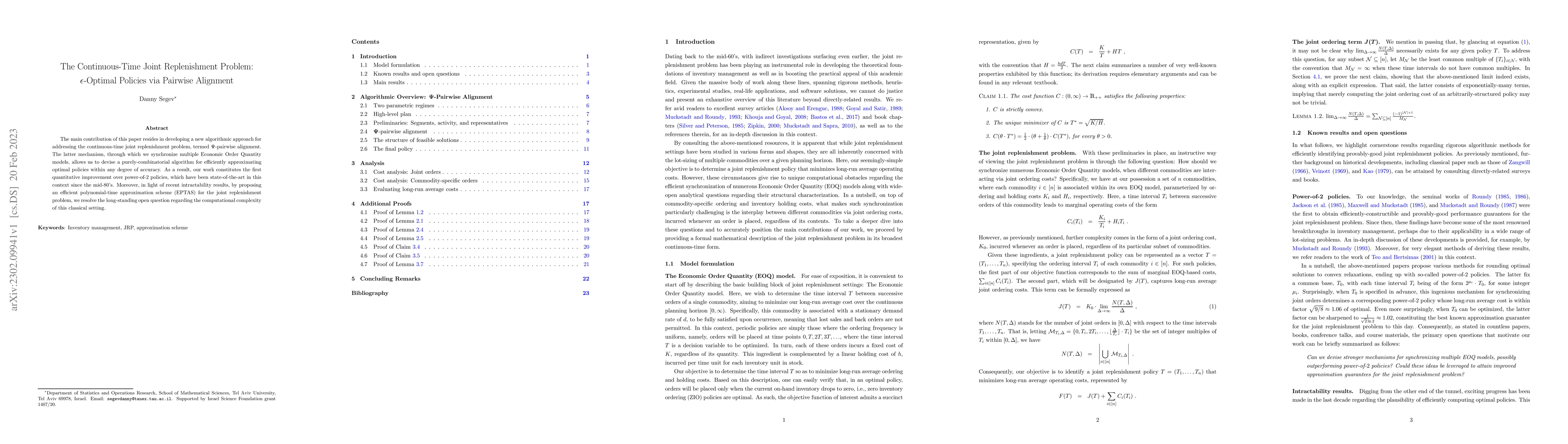 Thumbnail for The Continuous-Time Joint Replenishment Problem: $\epsilon$-Optimal
  Policies via Pairwise Alignment