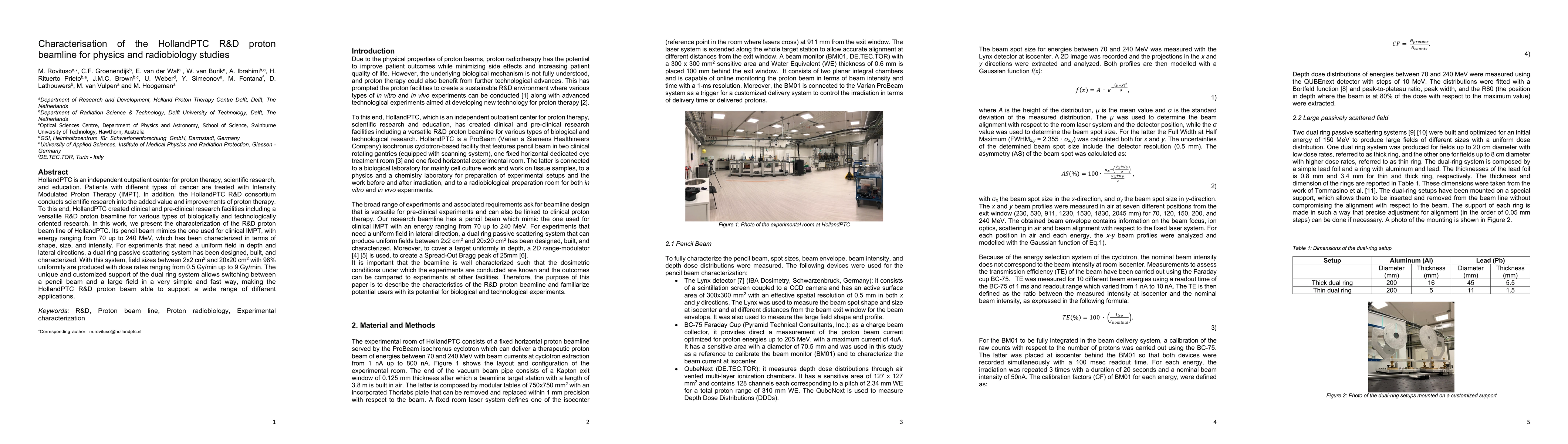 Thumbnail for Characterisation of the HollandPTC R&D proton beamline for physics and
  radiobiology studies