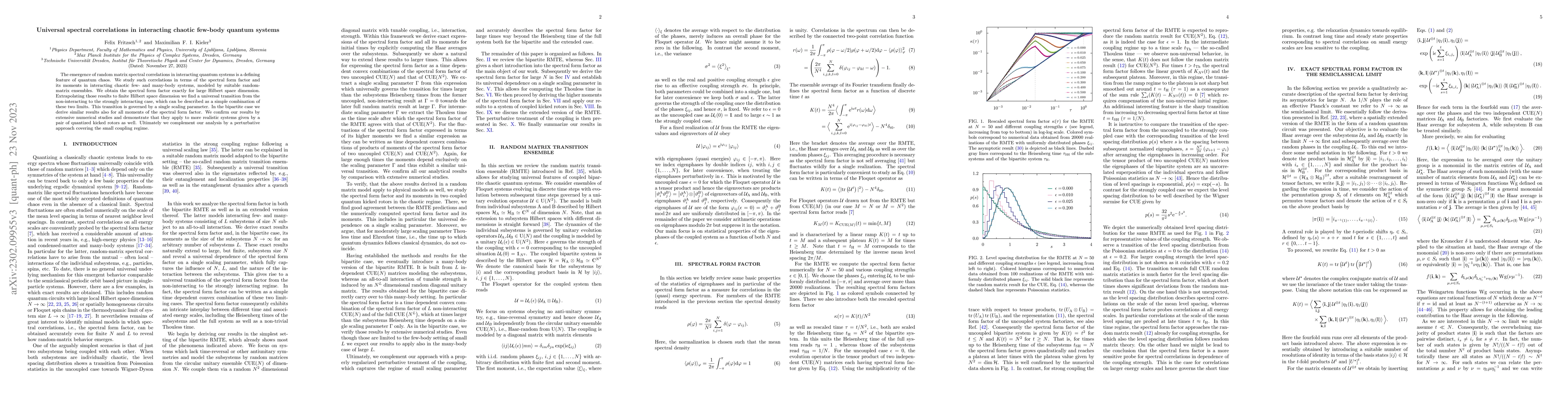 Thumbnail for Universal spectral correlations in interacting chaotic few-body quantum
  systems
