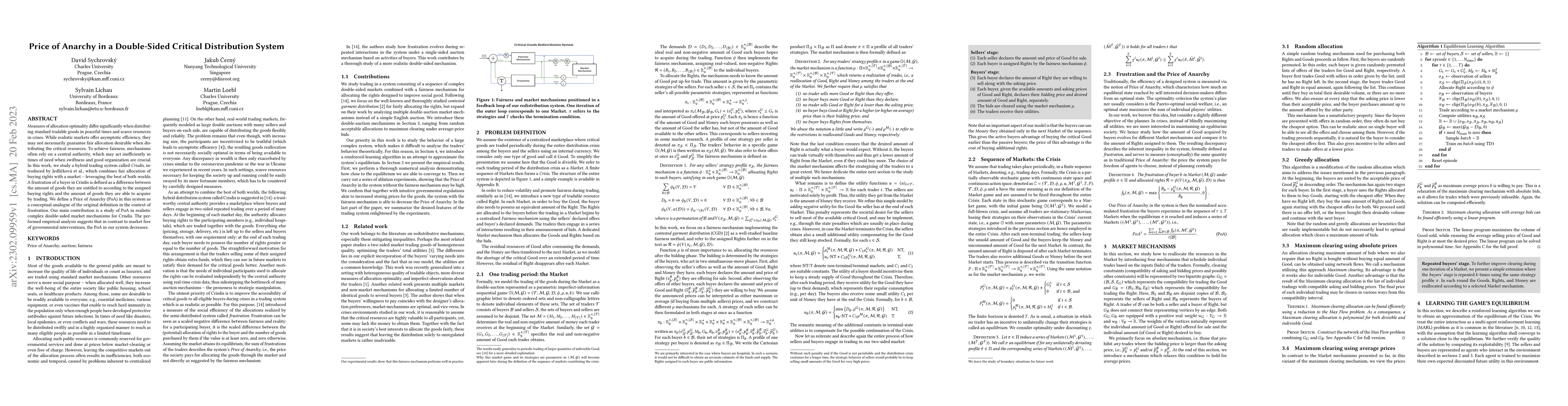 Thumbnail for Price of Anarchy in a Double-Sided Critical Distribution System