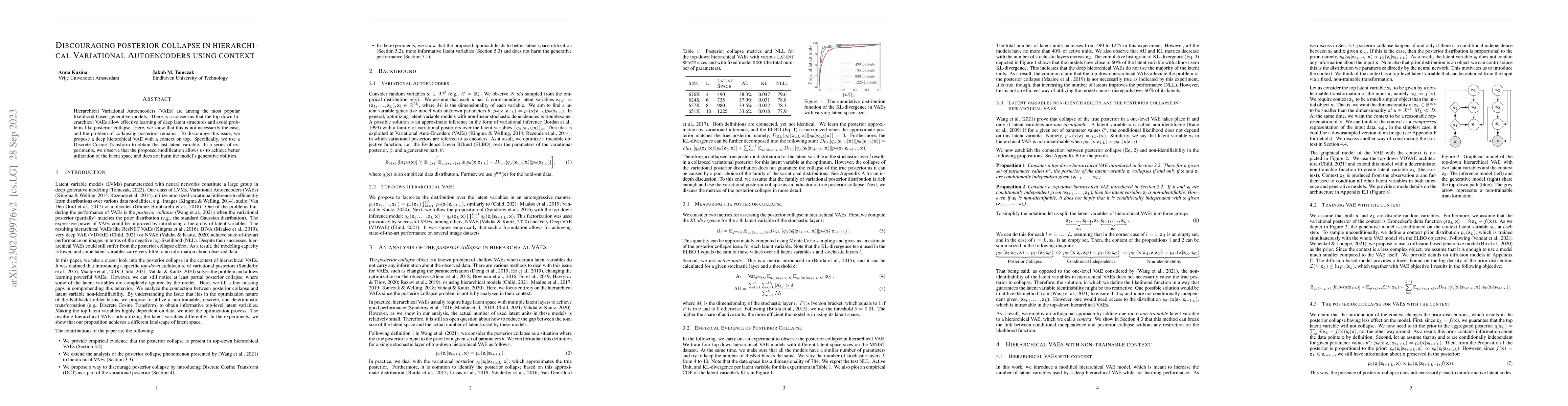 Thumbnail for Discouraging posterior collapse in hierarchical Variational Autoencoders
  using context