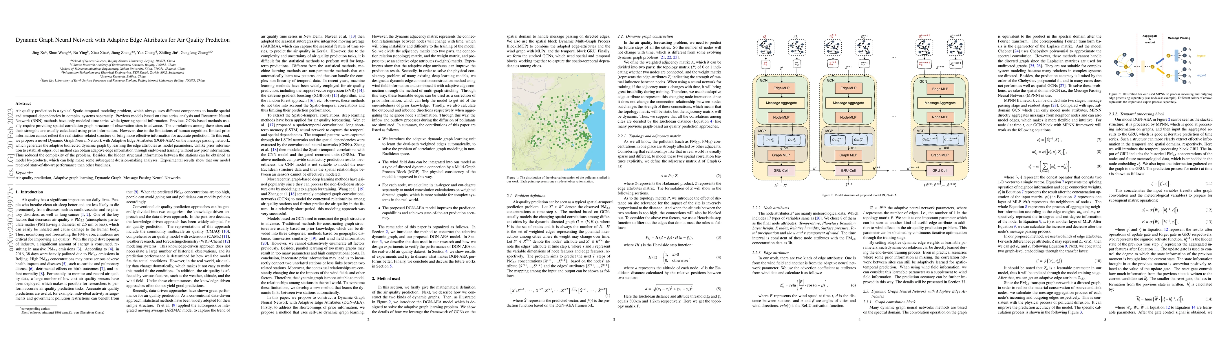Thumbnail for Dynamic Graph Neural Network with Adaptive Edge Attributes for Air
  Quality Predictions