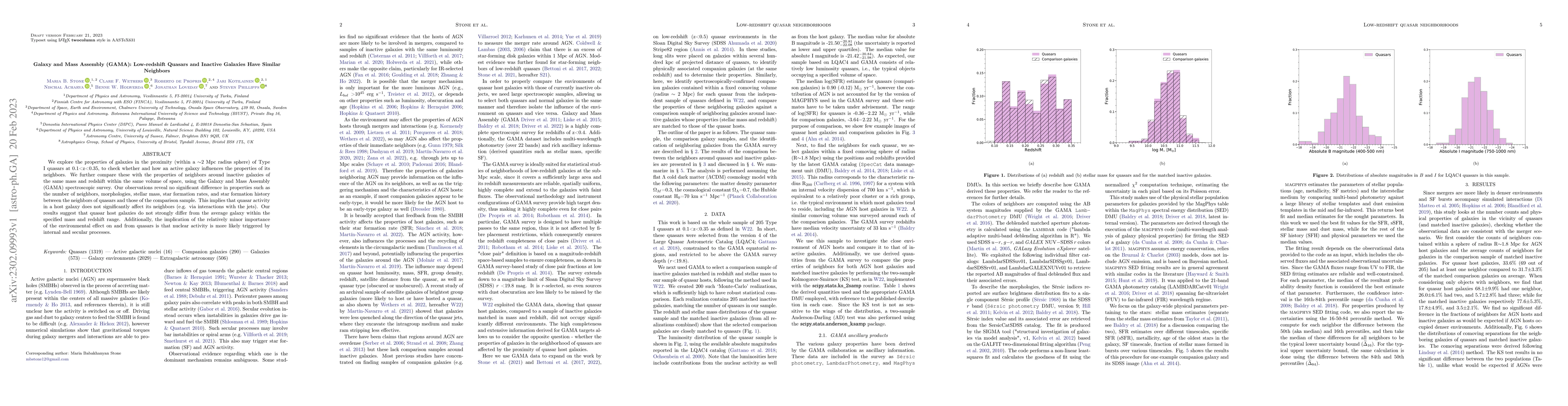 Thumbnail for Galaxy and Mass Assembly (GAMA): Low-redshift Quasars and Inactive
  Galaxies Have Similar Neighbors