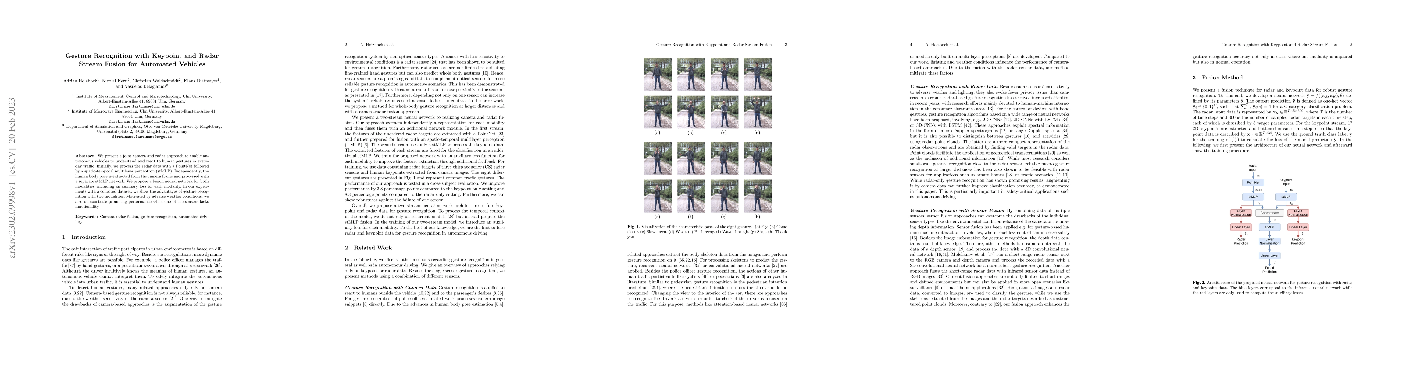 Thumbnail for Gesture Recognition with Keypoint and Radar Stream Fusion for Automated
  Vehicles