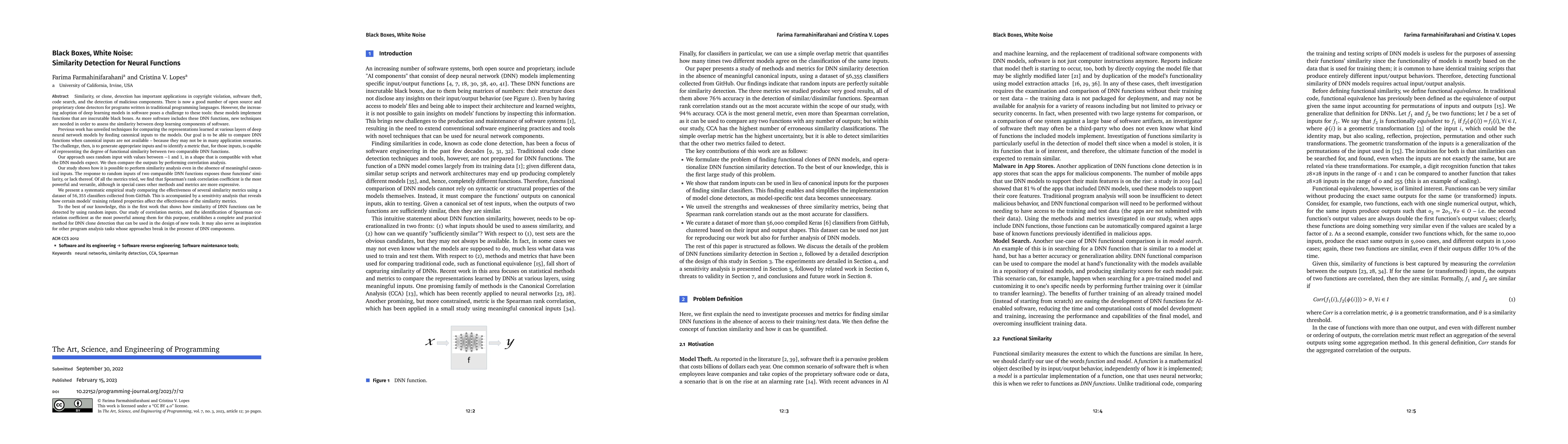 Thumbnail for Black Boxes, White Noise: Similarity Detection for Neural Functions