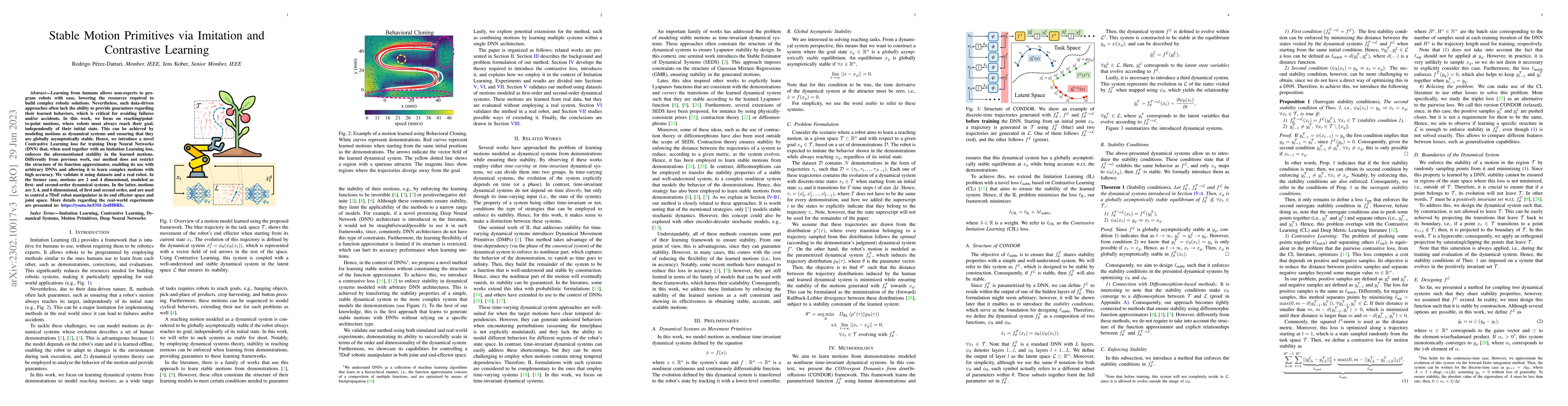 Thumbnail for Stable Motion Primitives via Imitation and Contrastive Learning