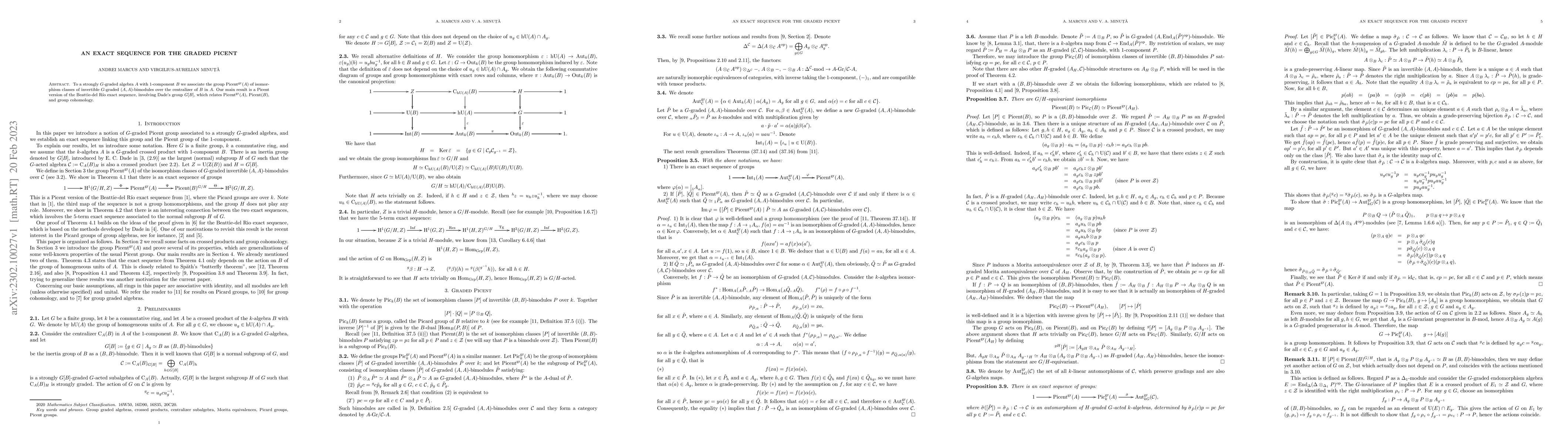 Thumbnail for An exact sequence for the graded Picent