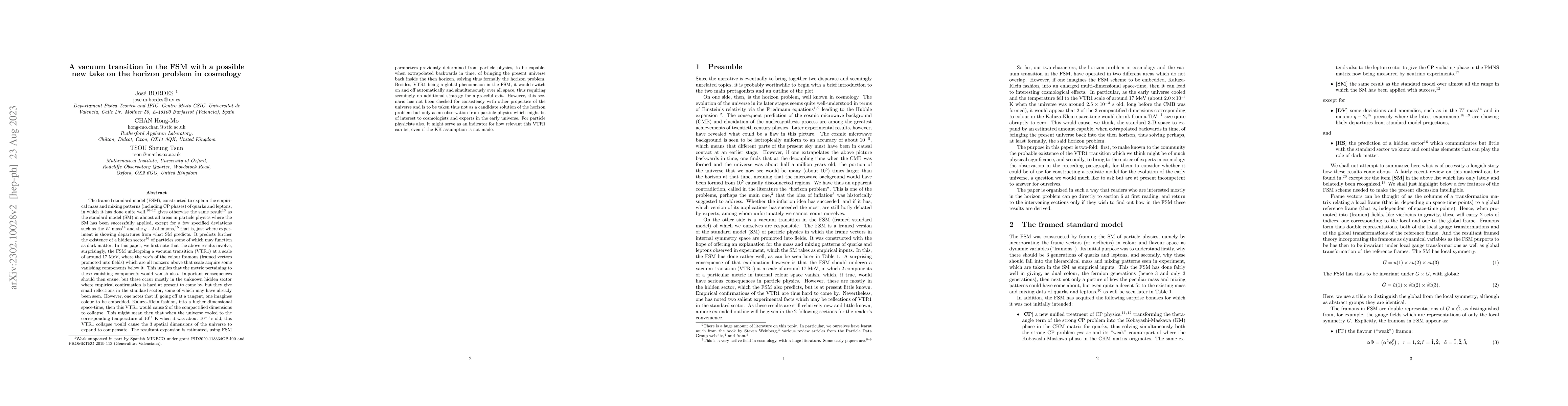 Thumbnail for A vacuum transition in the FSM with a possible new take on the horizon
  problem in cosmology
