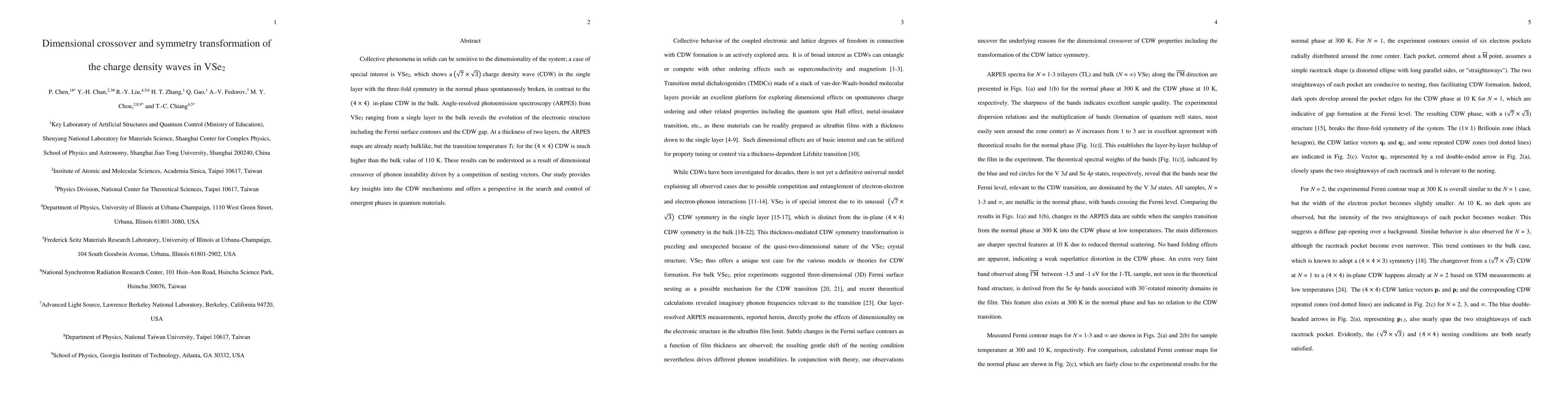Thumbnail for Dimensional crossover and symmetry transformation of the charge density
  waves in VSe2